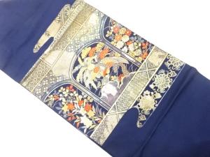 鳳凰に花模様織り出し　名古屋帯